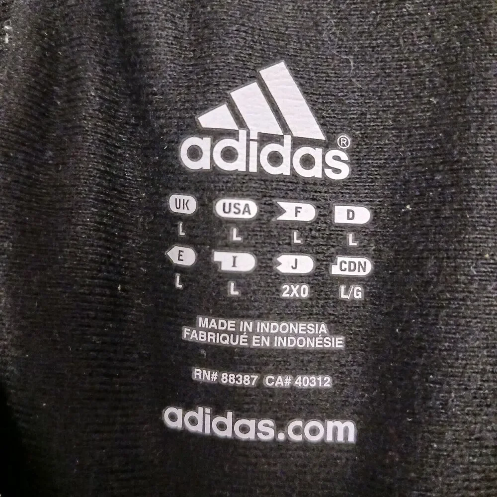 Y2K Adidas Track Jacket Men's Sz L Black GRAY WHITE STRIPES Zipper Retro Vintage